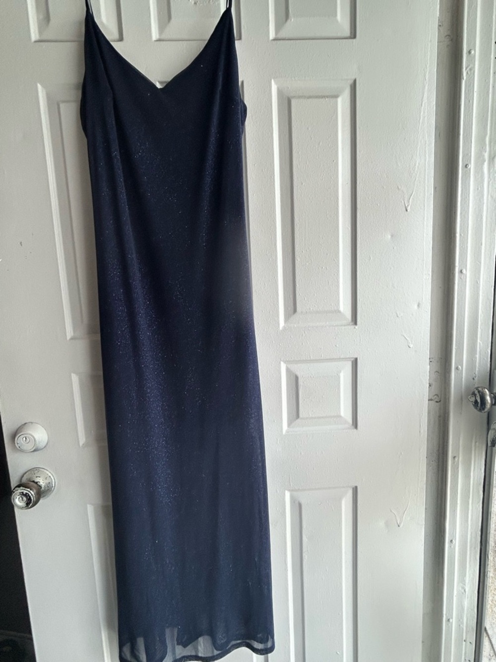 7 Day Weekend Navy Shimmer Slip Dress Size Large